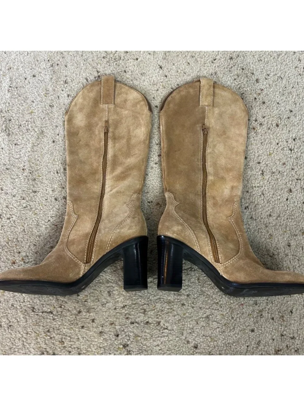 Franco Sarto Women's Suede Heeled Western Style Boots Camel Brown Size 7.5 - Picture 3 of 7